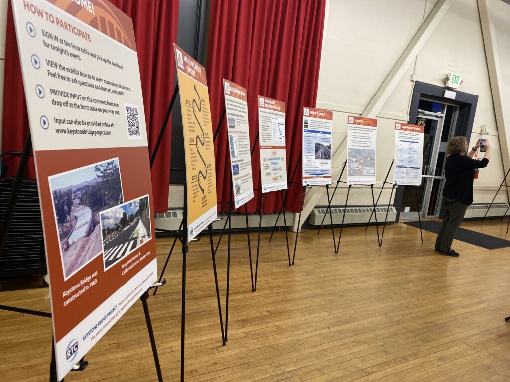 Image of the display boards at the Keystone Bridge public meeting.