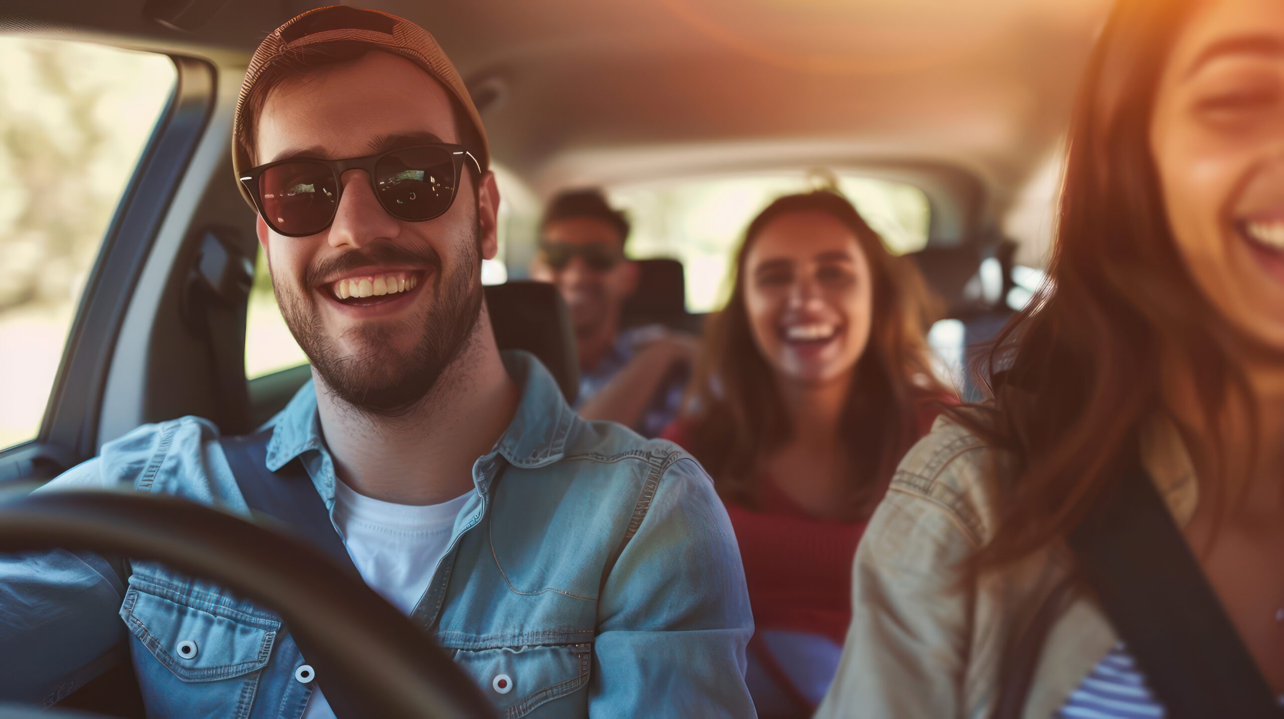 Group of people riding in a car