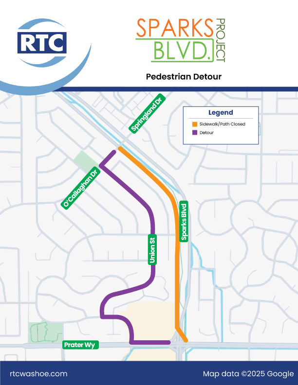Sparks Detour Map for Pedestrians
